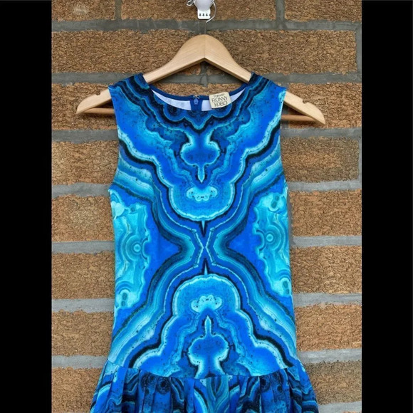 Torn By Ronny Kobo Digital Print Azure Blue Dress  XS - Picture 3 of 8